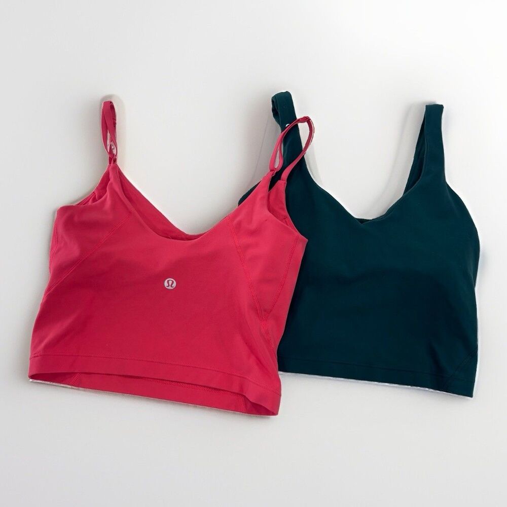 Lululemon Align Crop Top Size 2 LOT OF 2 Glaze Pink Storm Teal Athletic Workout
